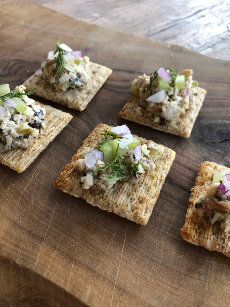 vegan tuna salad on cracker