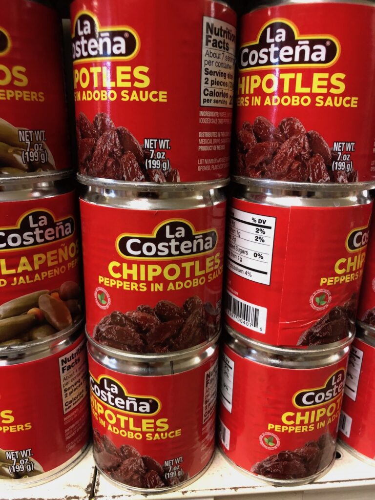 Cans of Chipotles in Adobo Sauce from a local Mexican market