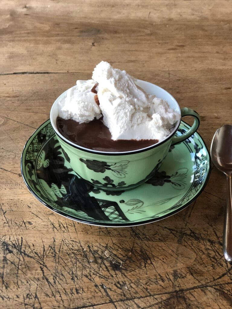 how vegan hot chocolate in a pretty cup.