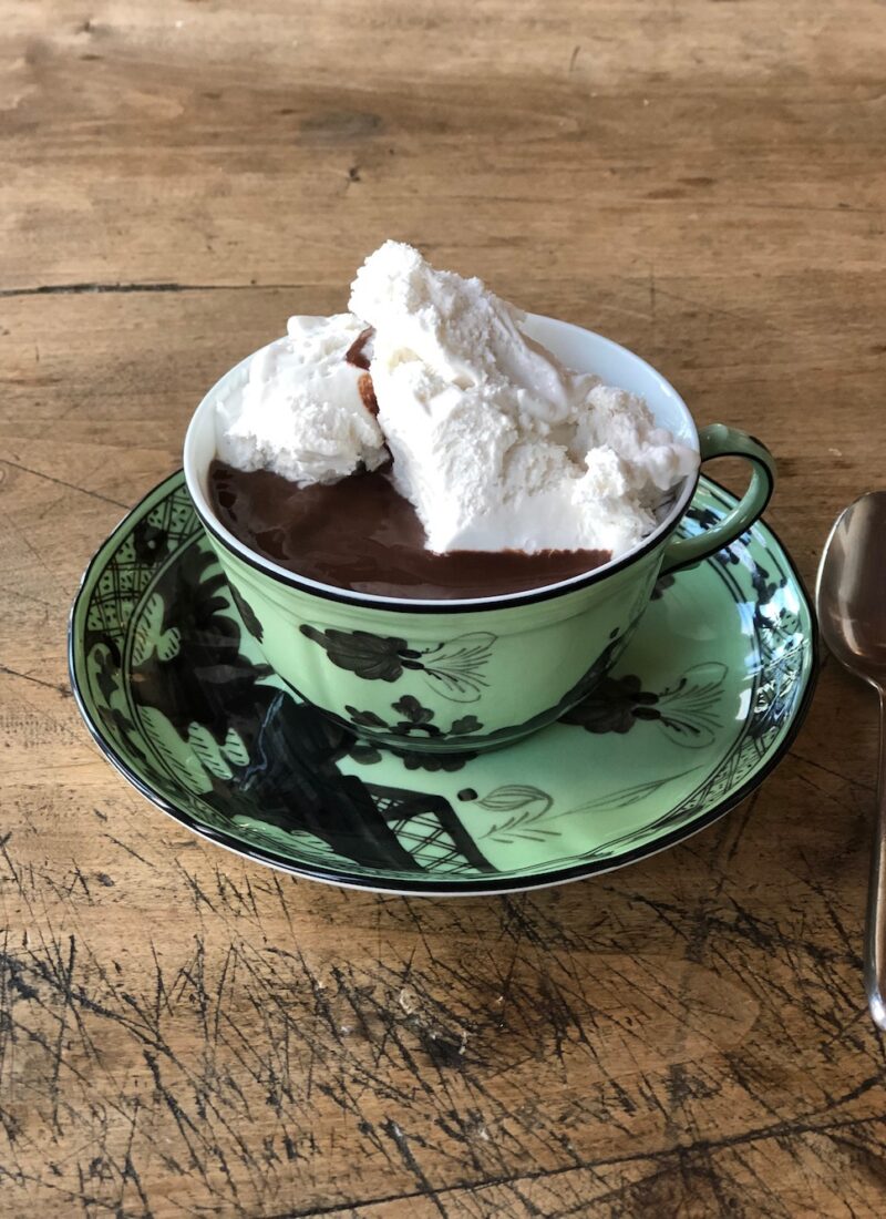 how vegan hot chocolate in a pretty cup.