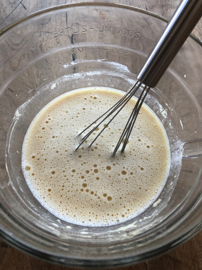 Whisked chickpea flour and water