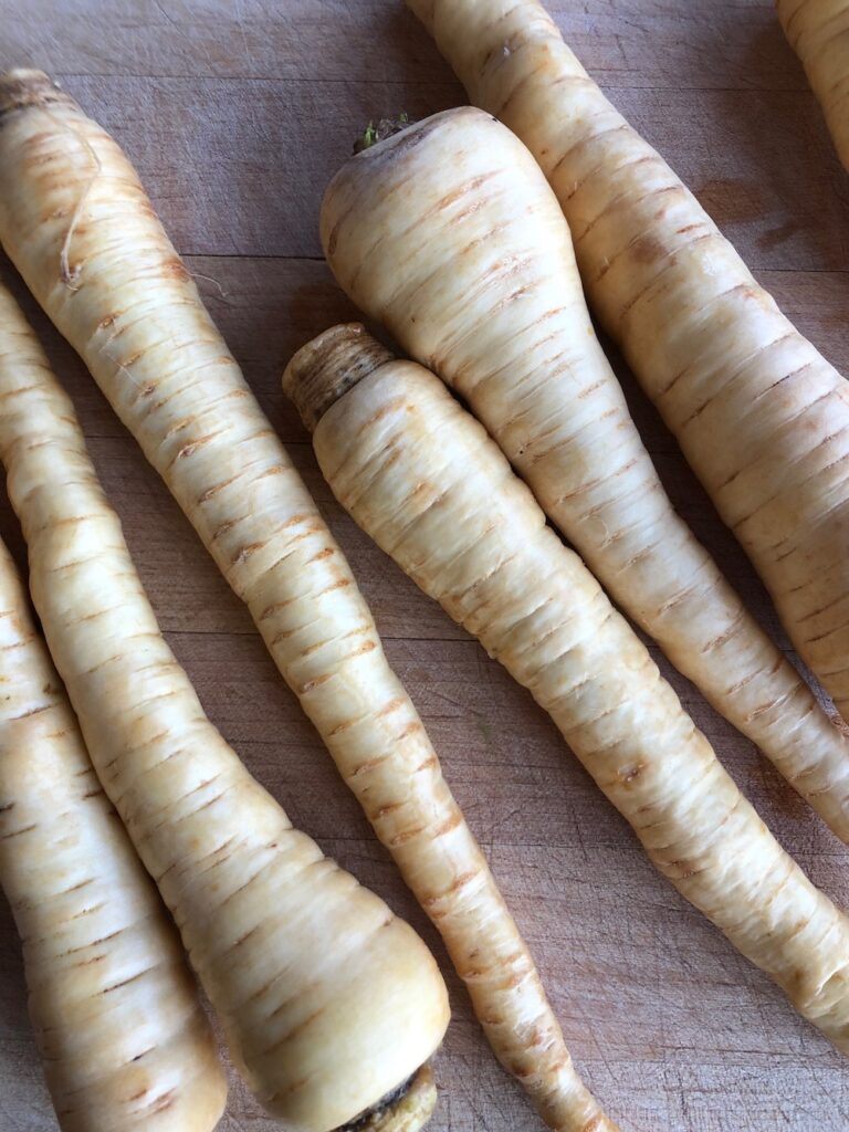 Parsnips ready to cut and trim for roasting