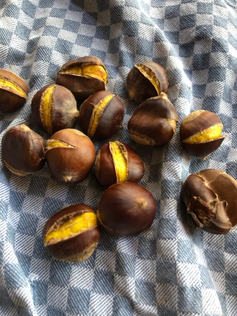 Chestnuts roasted in an Air Fryer.