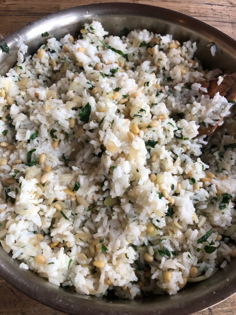 Rice, Herbs, and Pine Nut for Stuffing the Grape Leaves