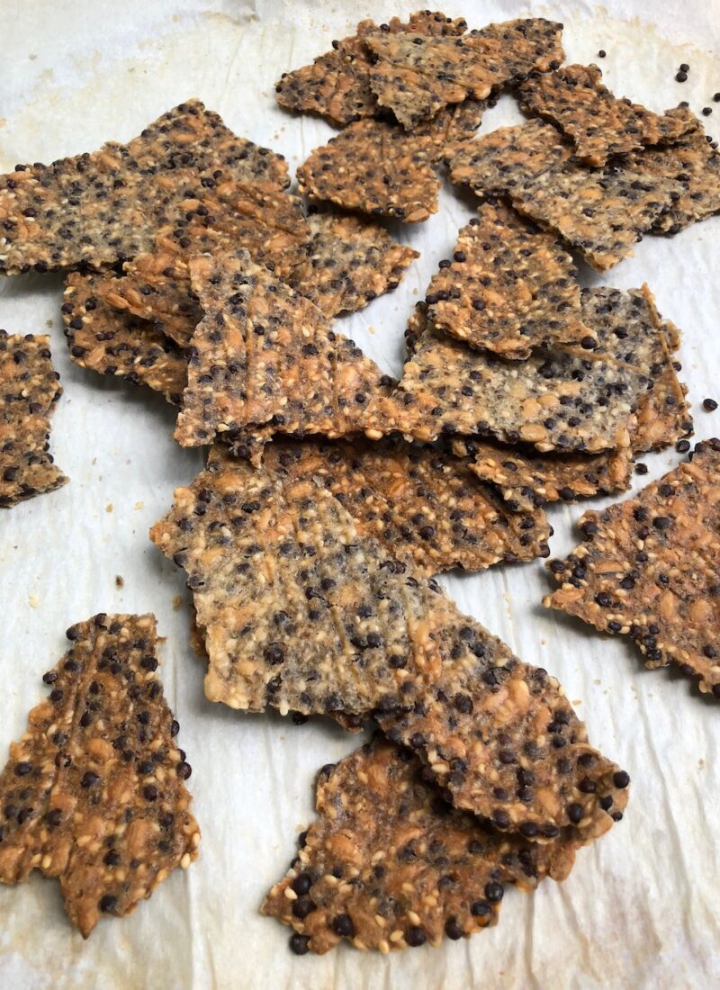 Seeded Cracker Recipe with Black Lentils- Vegan, Gluten-Free